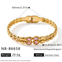 Fashion water drop pattern inlaid with zircon and rhinestones stainless steel bracelet