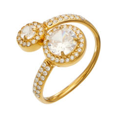 5A super shiny cubic zircon inlaid diamond stainless steel rings