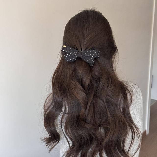 Korean-style versatile ponytail hair clip for women polka dots bow banana hair clips