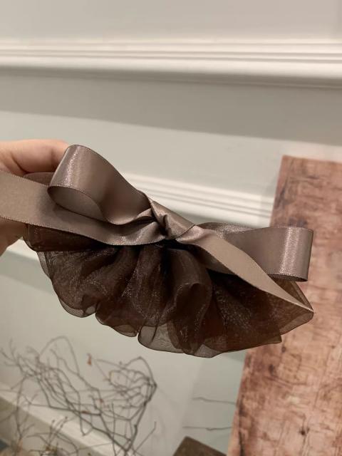 Korean-style elegant hair clip mesh and satin combination bow banana clip