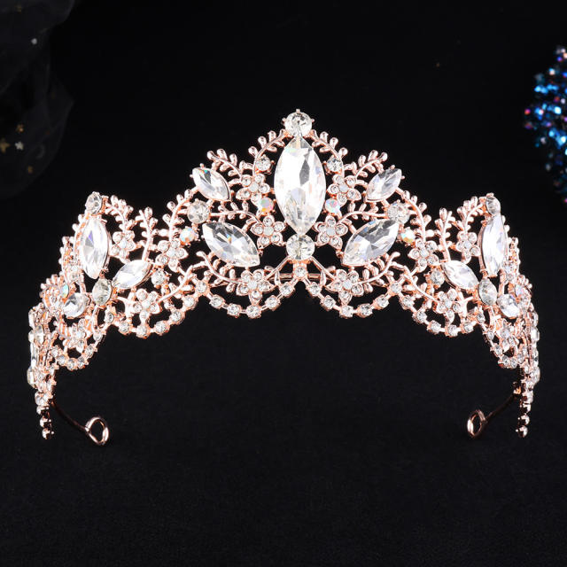 Bridal Crown Baroque Marquise Rhinestone Queen Crown