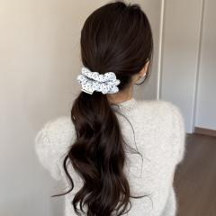 New pleated polka dot scrunchie gentle and simple hair ties