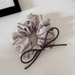 Korean style polka dot bow lace scrunchie