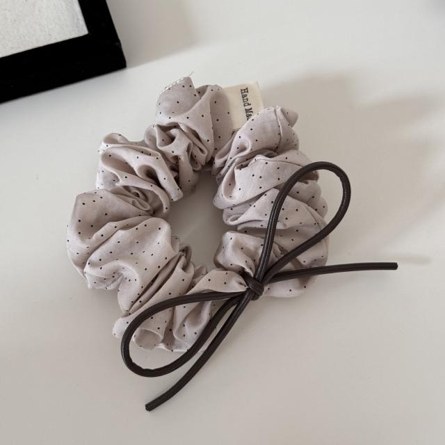 Korean style polka dot bow lace scrunchie