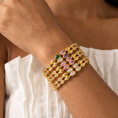 Fashion water drop pattern inlaid with zircon and rhinestones stainless steel bracelet