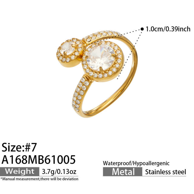 5A super shiny cubic zircon inlaid diamond stainless steel rings