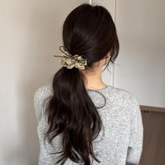 Korean style polka dot bow lace scrunchie