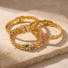 Fashion water drop pattern inlaid with zircon and rhinestones stainless steel bracelet