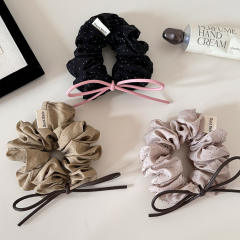 Korean style polka dot bow lace scrunchie
