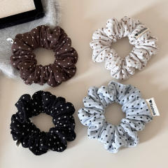 New pleated polka dot scrunchie gentle and simple hair ties