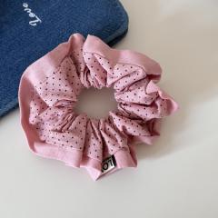 Gentle and sweet polka dot scrunchie elegant bun hairstyles