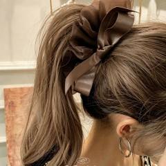 Korean-style elegant hair clip mesh and satin combination bow banana clip
