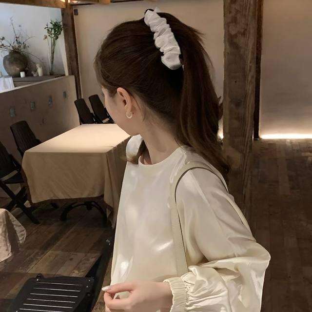 Korean-style retro hair clip polka dots satin banana hair clips for women