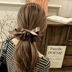 Korean-style elegant hair clip mesh and satin combination bow banana clip