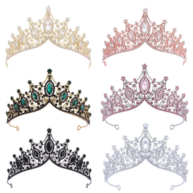 Elegant rhinestone inlaid alloy hair crown wedding hair accessory