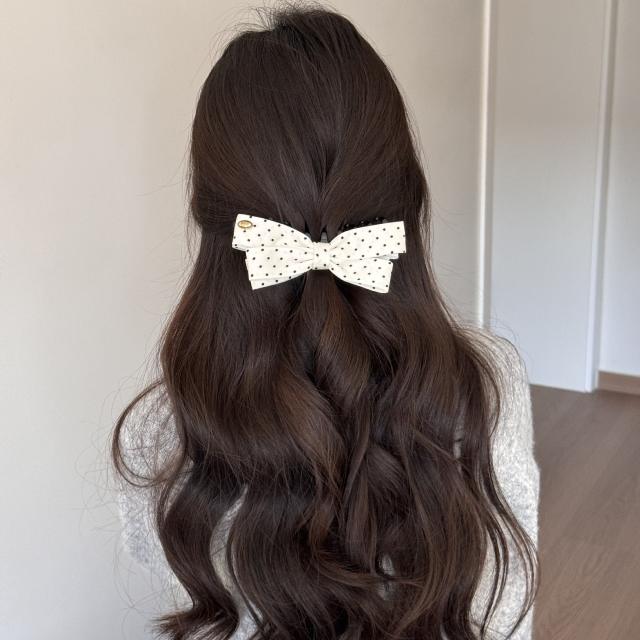 Korean-style versatile ponytail hair clip for women polka dots bow banana hair clips