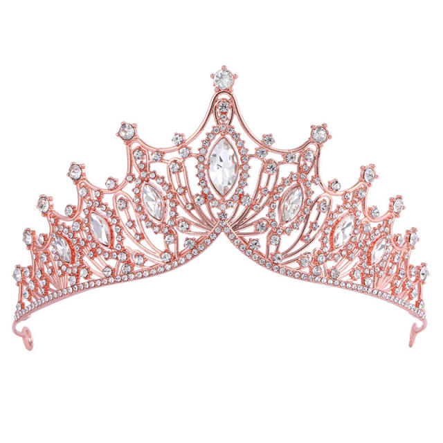 Elegant rhinestone inlaid alloy hair crown wedding hair accessory