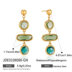 Colorful glass crystal inlaid stainless steel earrings dangle earrings