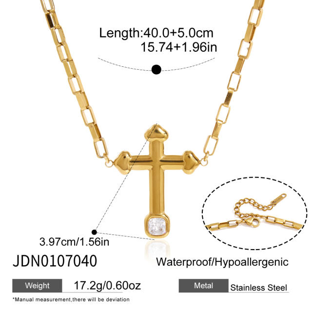 Elegant Titanium Steel Cross Necklace rings set punk trend jewelry set
