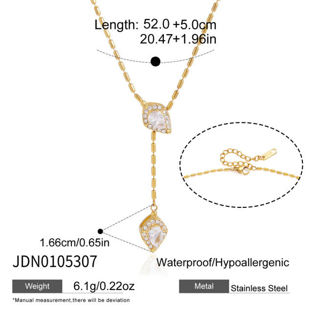 Elegant titanium steel necklace zircon and rhinestone snake necklace Y-chain necklace for women