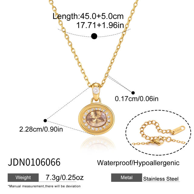 Colorful crystal pendant dainty stainless steel necklace
