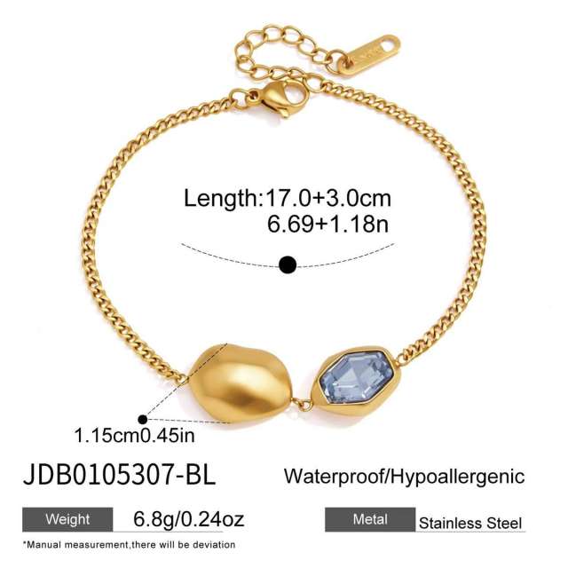 Personality colorful crystal stainless steel bracelet stackable bracelet