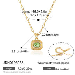 Colorful crystal pendant dainty stainless steel necklace