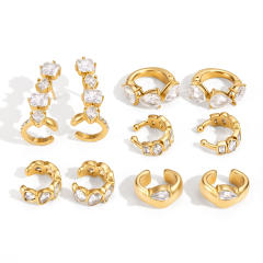 Delicate diamond ear cuff stainless steel earrings