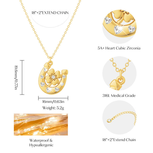 Elegant jewelry set for women stainless steel necklace rings 18k gold horseshoe series necklace ring