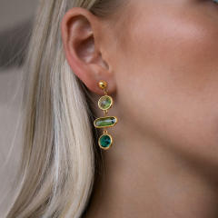 Colorful glass crystal inlaid stainless steel earrings dangle earrings