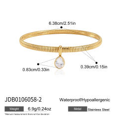 Elegant stainless steel bracelet with zircon pendant snake bone chain