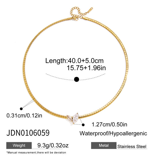 18k gold electroplated non-fading stainless steel necklace stackable jewelry diamond necklace