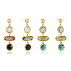 Colorful glass crystal inlaid stainless steel earrings dangle earrings