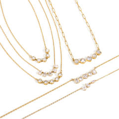 18KG geometric diamond thin chain stainless steel necklace