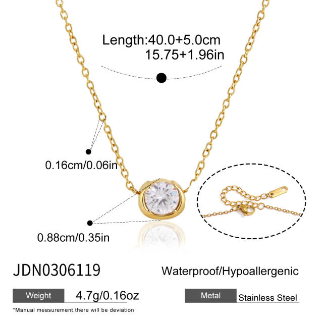 Elegant stainless steel necklace light luxury zircon pendant collarbone chain necklace