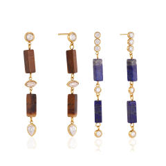 Natural stone bar stainless steel earrings dangle earrings