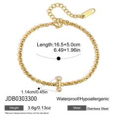 18K gold stainless steel necklace bracelet set zircon charm jewelry set