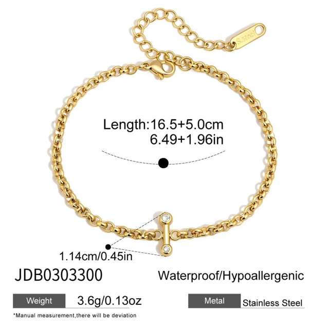 18K gold stainless steel necklace bracelet set zircon charm jewelry set