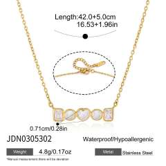 18KG geometric diamond thin chain stainless steel necklace