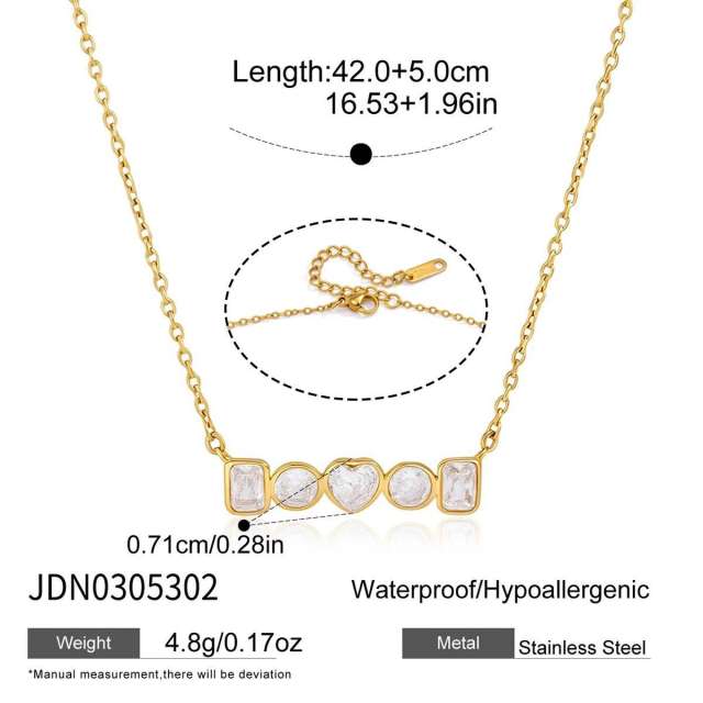 18KG geometric diamond thin chain stainless steel necklace