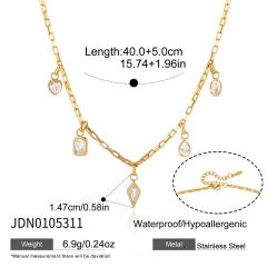 18K gold stainless steel necklace bracelet set zircon charm jewelry set