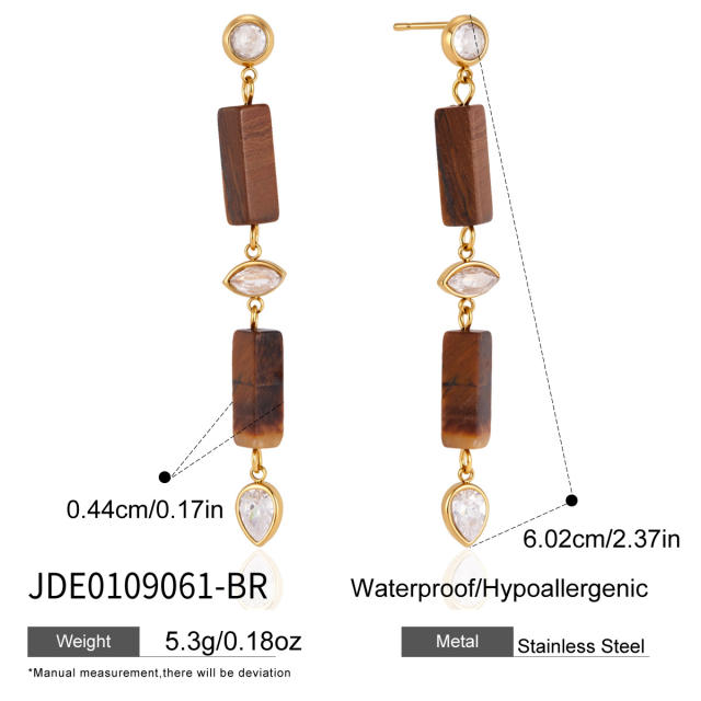 Natural stone bar stainless steel earrings dangle earrings