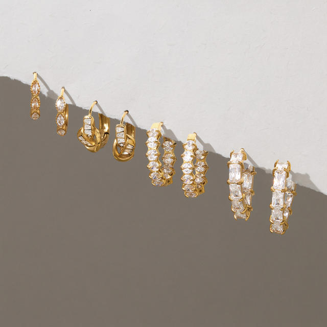 Delicate diamond small hoop earrings stainless steel earrings huggie earrings