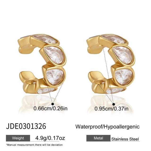 Delicate diamond ear cuff stainless steel earrings