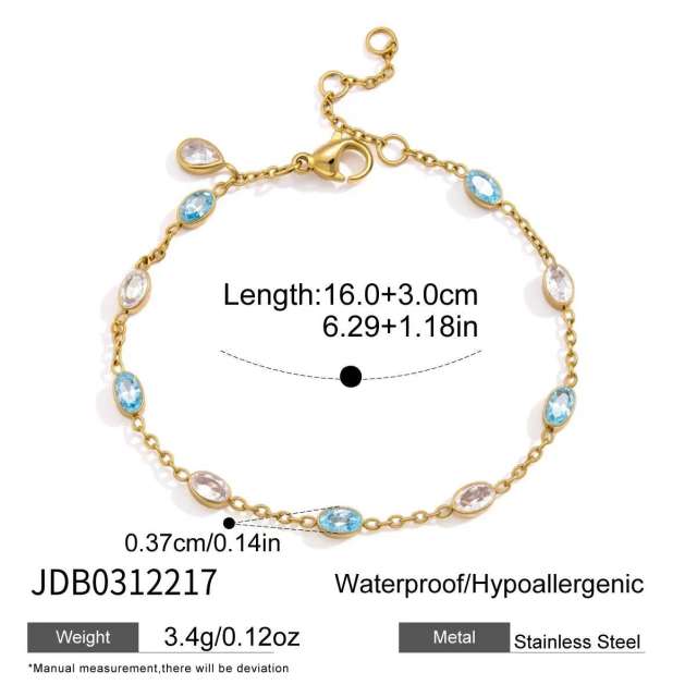 Colorful cubic zircon inlaid stainless steel bracelet tennis bracelet
