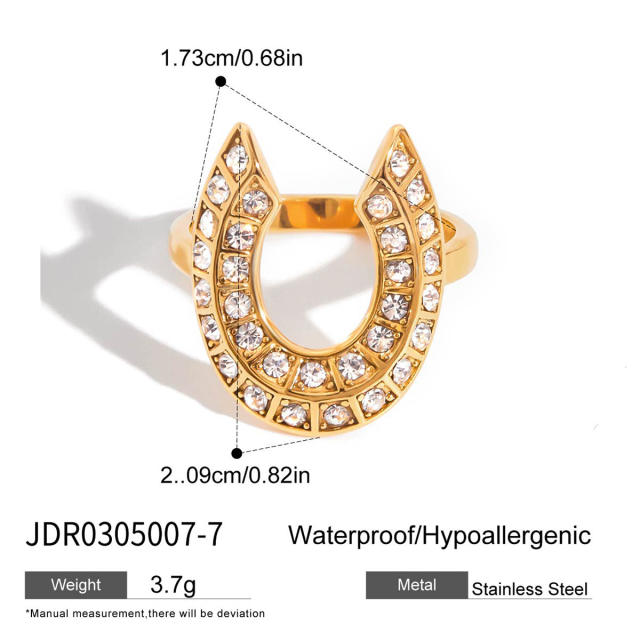 Elegant jewelry set for women stainless steel necklace rings 18k gold horseshoe series necklace ring