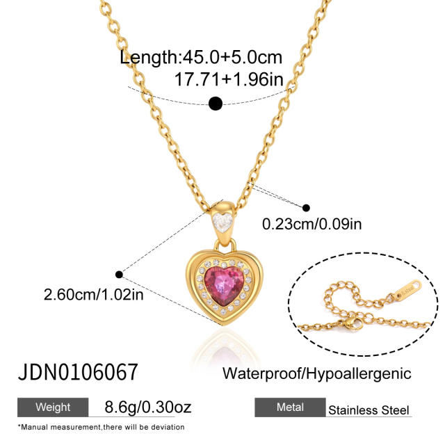 Colorful crystal pendant dainty stainless steel necklace