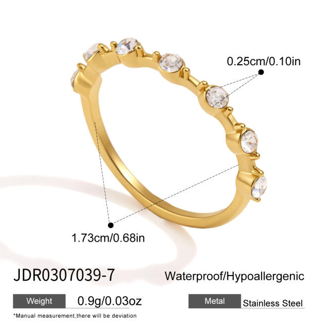 Delicate diamond three piece stainless steel rings stackable rings