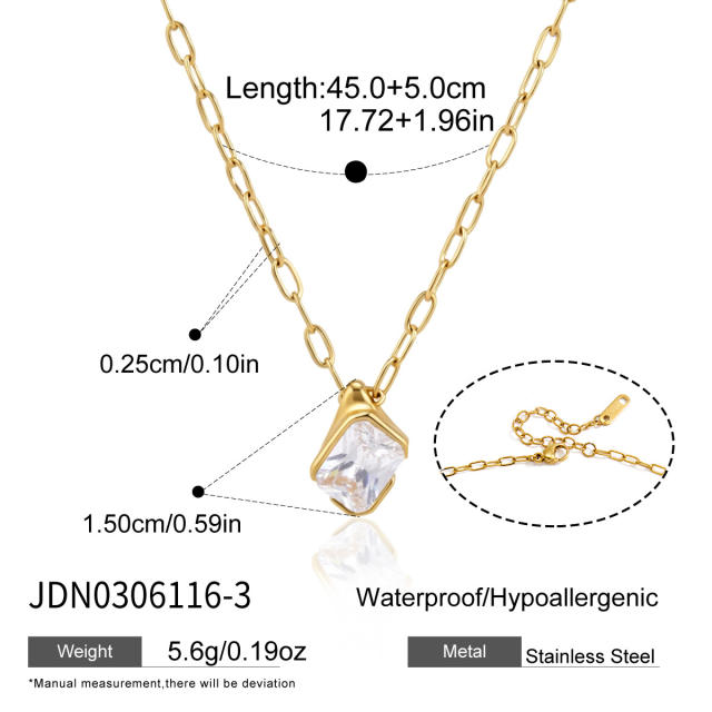 18k gold electroplated non-fading stainless steel necklace stackable jewelry diamond necklace