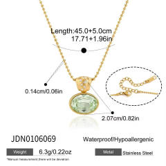 Dainty colorful crystal pendant stainless steel necklace